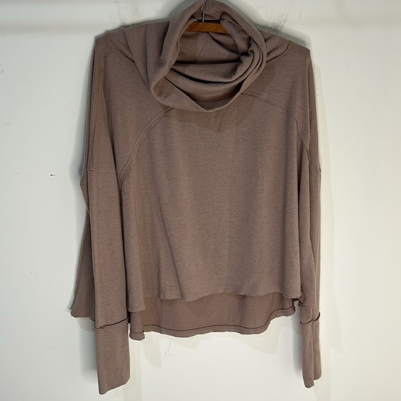 FREE PEOPLE WE THE FREE Cozy Time Funnel Neck Top Chocolate Size Small - Picture 2 of 16